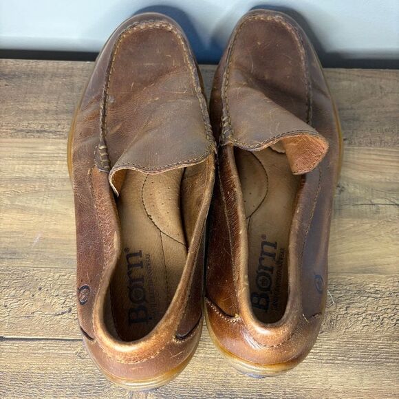 Born Brown Leather Classic Slip-On Loafers men\'s 9 Good Used Condition see pix f